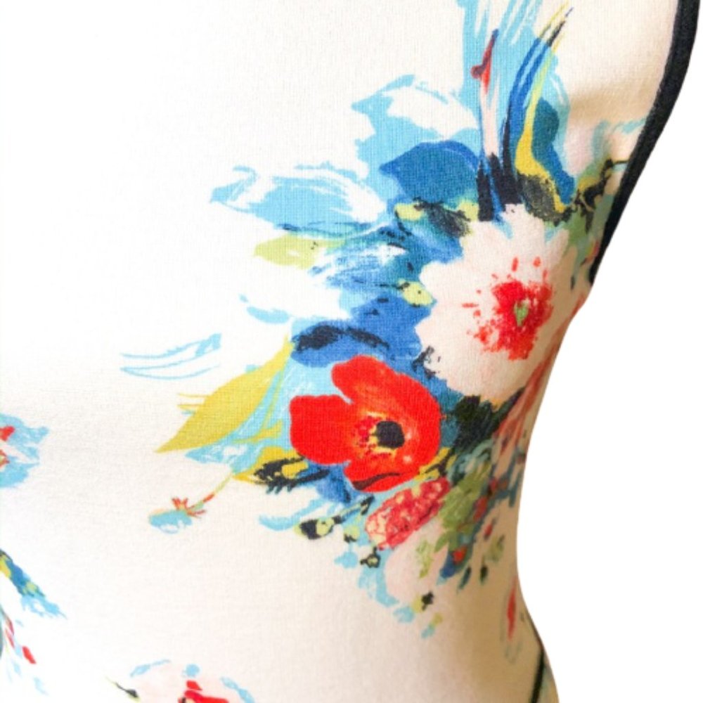 Anthropologie  Black White Floral Peplum Top  XS - Picture 8 of 8